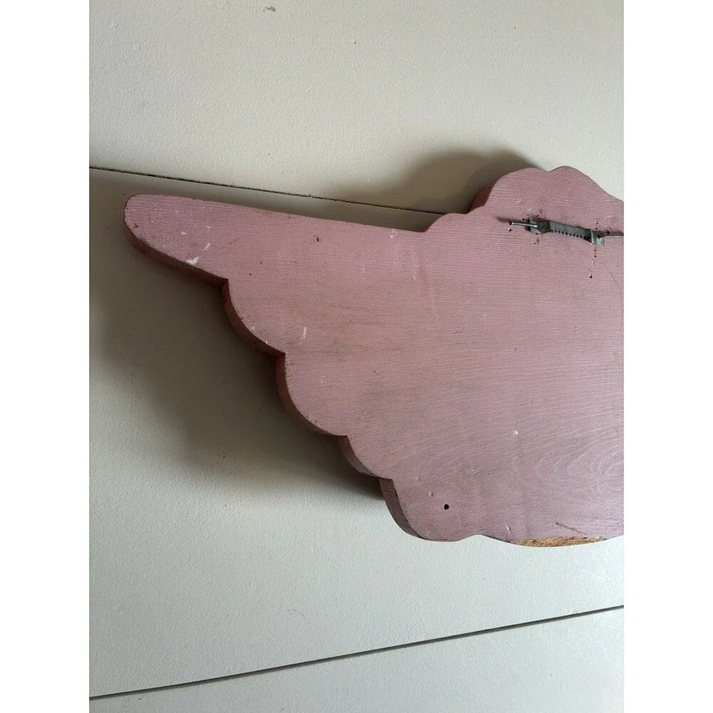 Vintage Signed ‘84 Angel Plaque with Rack Holder Folk Art Cottagecore Nursery